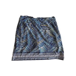 Ladies EP PRO NY Navy Tropical Palms Pull on Poly Jersey Knit Golf Skort - XS